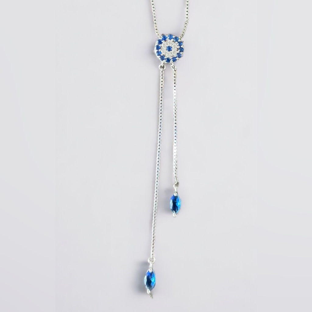 Stella Picciotto Sterling Silver Cz Evil Eye Necklace